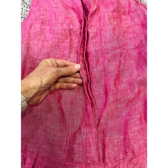 Joie Belted Linen Romper Toinette Pink Cutout Back Pockets Chambray Shorts S - Picture 8 of 15